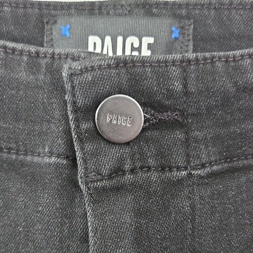 Paige Mayslie Black Coated Stretch-denim Trousers Size 28 - Picture 5 of 16